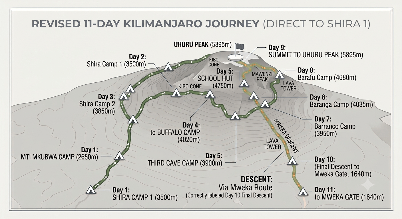 Northern Circuit Kilimanjaro Route Map